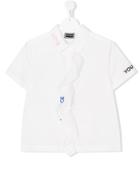 Young Versace Teeen Ruffle-trimmed Embroidered Shirt - White