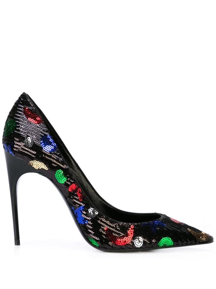 Saint Laurent Star And Moon Sequinned Pumps - Black