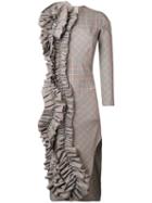 A.w.a.k.e. Mode Ruched Gingham Check Dress - Brown