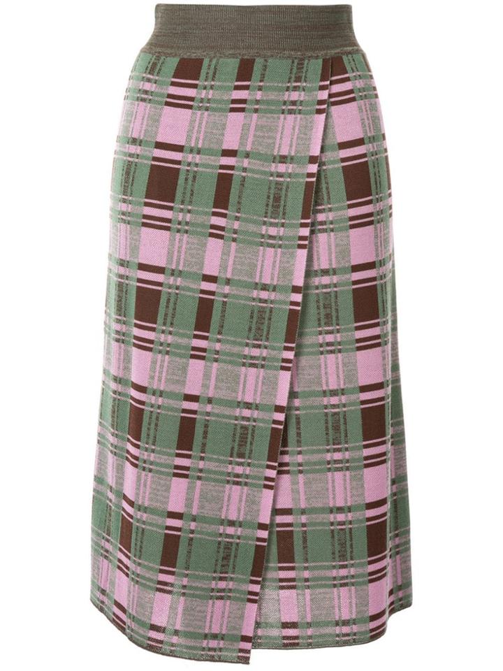 Goen.j Daria Check-printed Jacquard Knit Midi Skirt - Multicolour