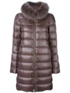 Herno Fur Collar Coat, Women's, Size: 44, Brown, Polyamide/feather Down