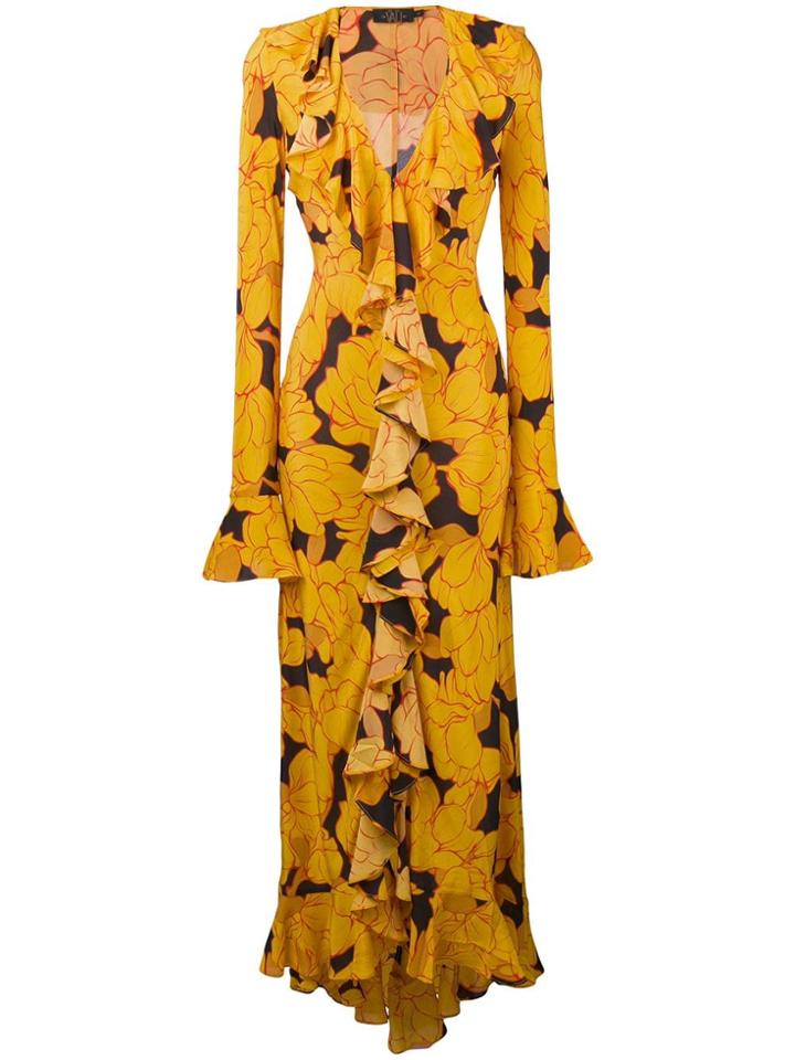 De La Vali Floral Print Dress - Yellow & Orange