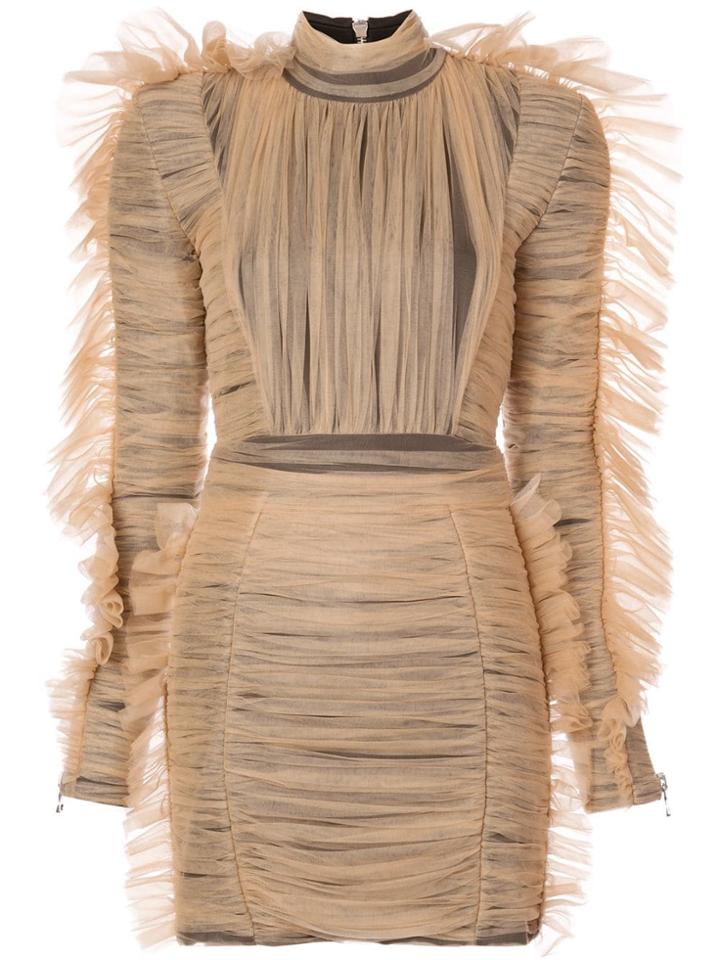 Balmain Tulle Mini Dress - Neutrals
