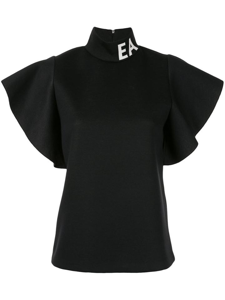 Emporio Armani Neoprene Ruffle Top - Black