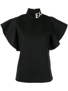 Emporio Armani Neoprene Ruffle Top - Black