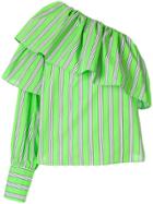 Msgm Asymmetric Ruffle Trim Shirt - Green