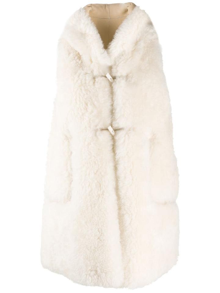Liska Sleeveless Duffle Coat - White