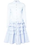 Jourden Layered Frill Shirt Dress - Blue