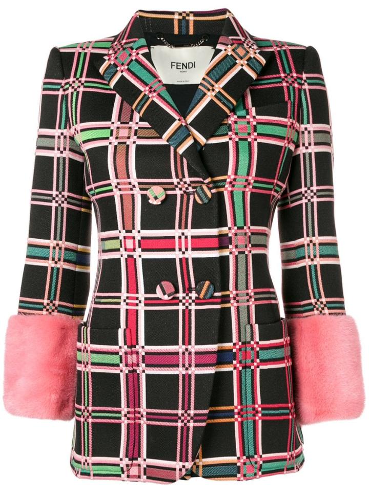 Fendi Check Pattern Fitted Jacket - Black