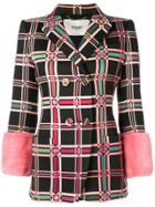 Fendi Check Pattern Fitted Jacket - Black