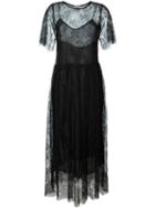 Forte Forte Shortsleeved Sheer Lace Dress, Women's, Size: I, Black, Viscose/polyamide/cotton/silk