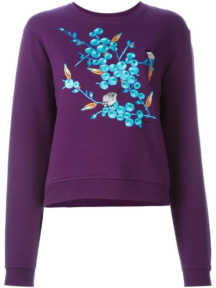 Carven Embroidered Sweatshirt, Women's, Size: Small, Pink/purple, Cotton