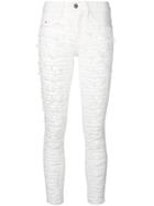 Diesel Ripped Front Skinny Trousers - White
