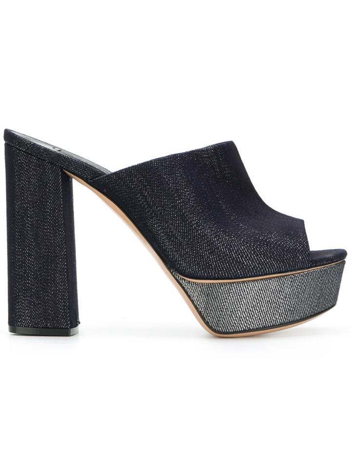 Casadei Open-toe Platform Mules - Blue