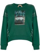 Nº21 Snap Studded Photographic Sweatshirt - Green