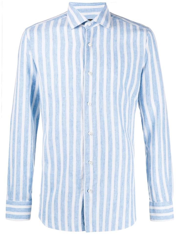 Barba Stripe Print Shirt - Blue
