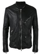 Giorgio Brato Zip Up Jacket, Men's, Size: 52, Black, Leather/nylon/linen/flax/cotton