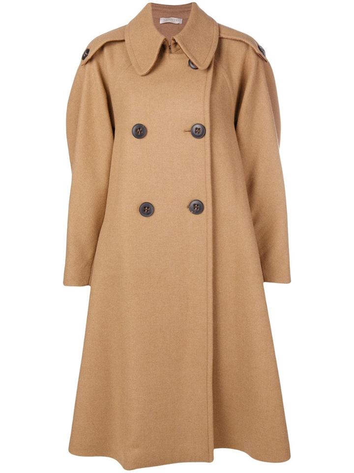 Mantu Double Breasted Trench Coat - Brown