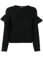 Red Valentino Ruffled Sleeves Crew Neck Jumper - Black