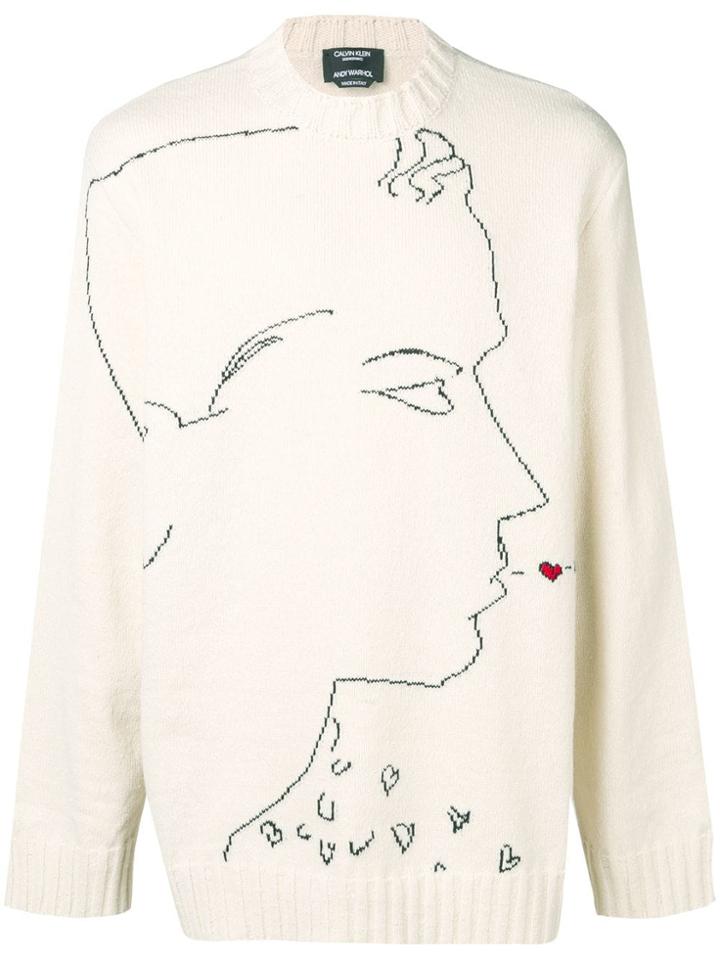 Calvin Klein 205w39nyc Profile Print Knit Sweater - Neutrals