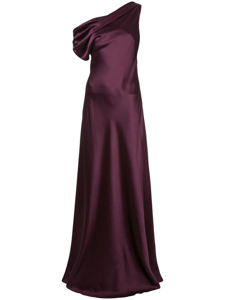 Cushnie One Shoulder Draped Dress - Red