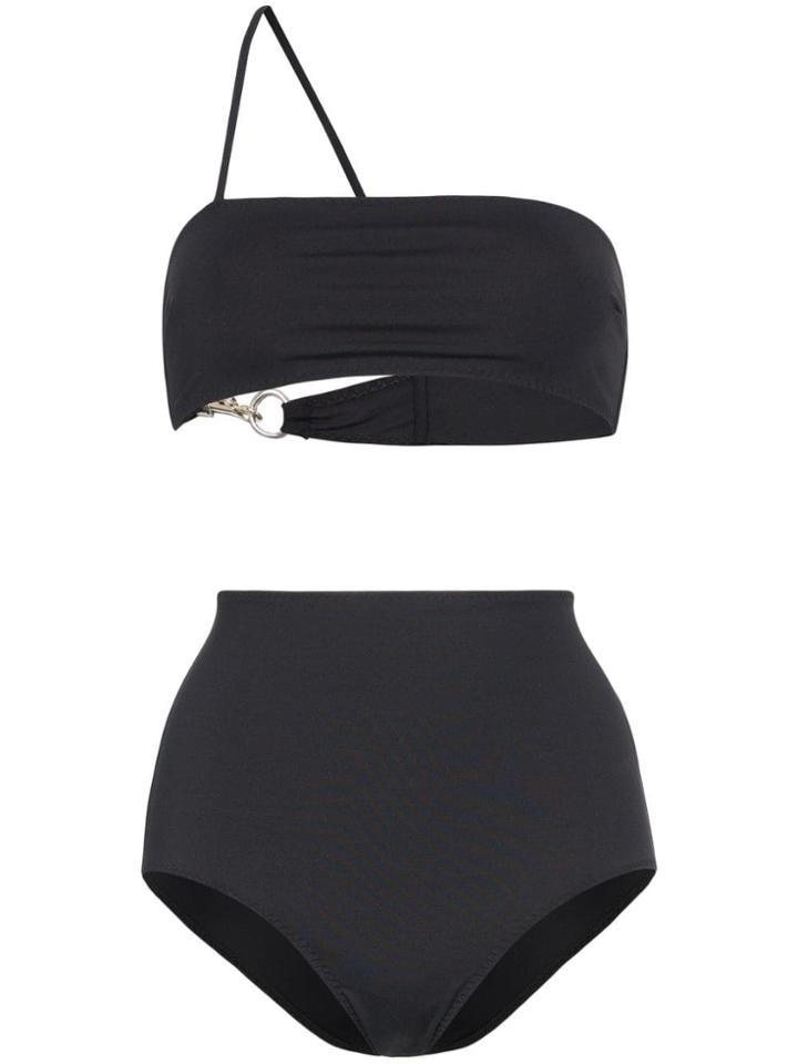 Rudi Gernreich Asymmetric Strap Bikini Set - Black