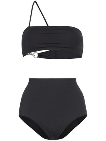 Rudi Gernreich Asymmetric Strap Bikini Set - Black