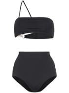 Rudi Gernreich Asymmetric Strap Bikini Set - Black