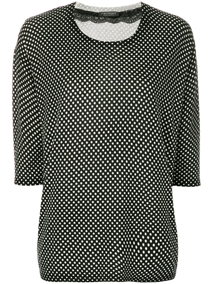 Twin-set Polka Dots Knitted Blouse - Black