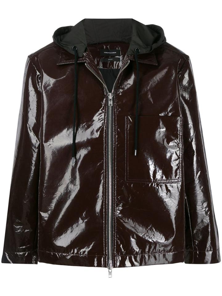 Odeur Textured Hooded Shirt Jacket