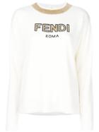Fendi - Logo Printed Sweatshirt - Women - Virgin Wool - 40, White, Virgin Wool