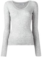 T By Alexander Wang Scoop Neck T-shirt, Women's, Size: Medium, Grey, Viscose/nylon/wool/silk