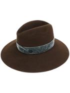 Maison Michel - Asymmetric Fedora Hat - Women - Wool Felt - M, Brown, Wool Felt