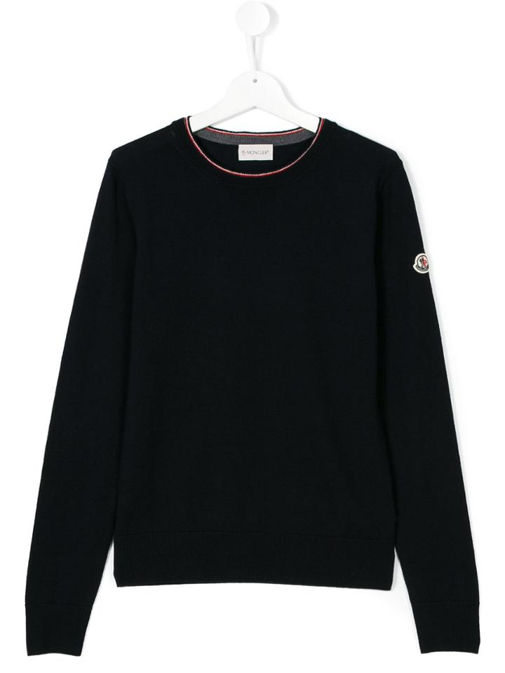 Moncler Kids Striped Neck Jumper - Blue