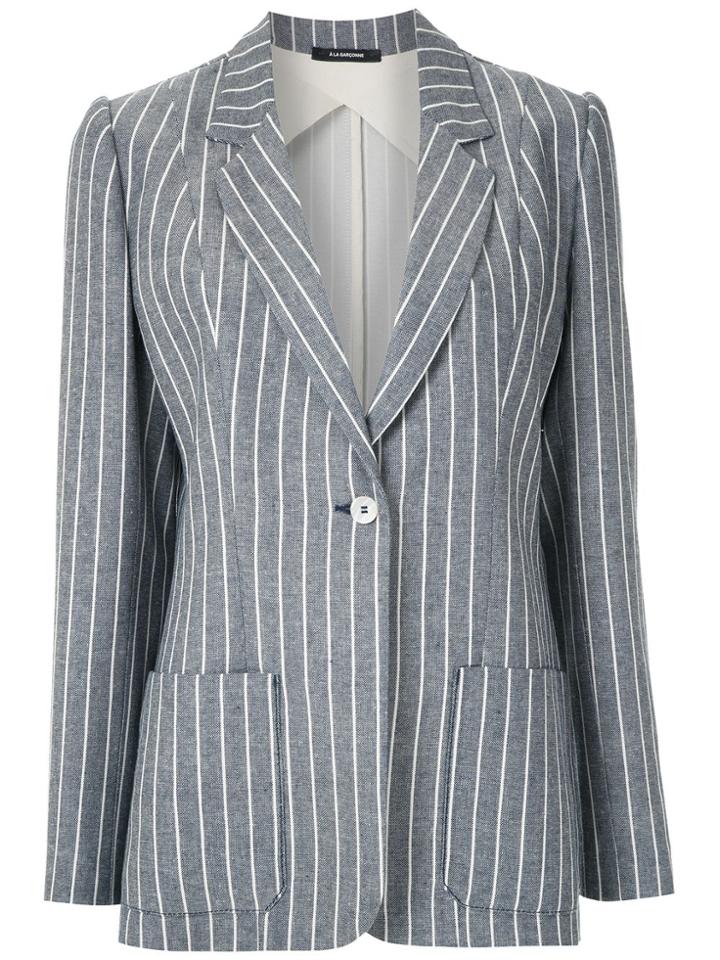 À La Garçonne Striped Tailored Blazer - Blue
