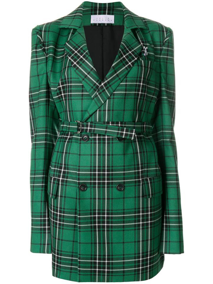 Julia Seemann Double Breasted Checked Coat - Green