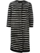Liska Striped Mink Fur Coat, Women's, Size: S, Black, Mink Fur/polyester