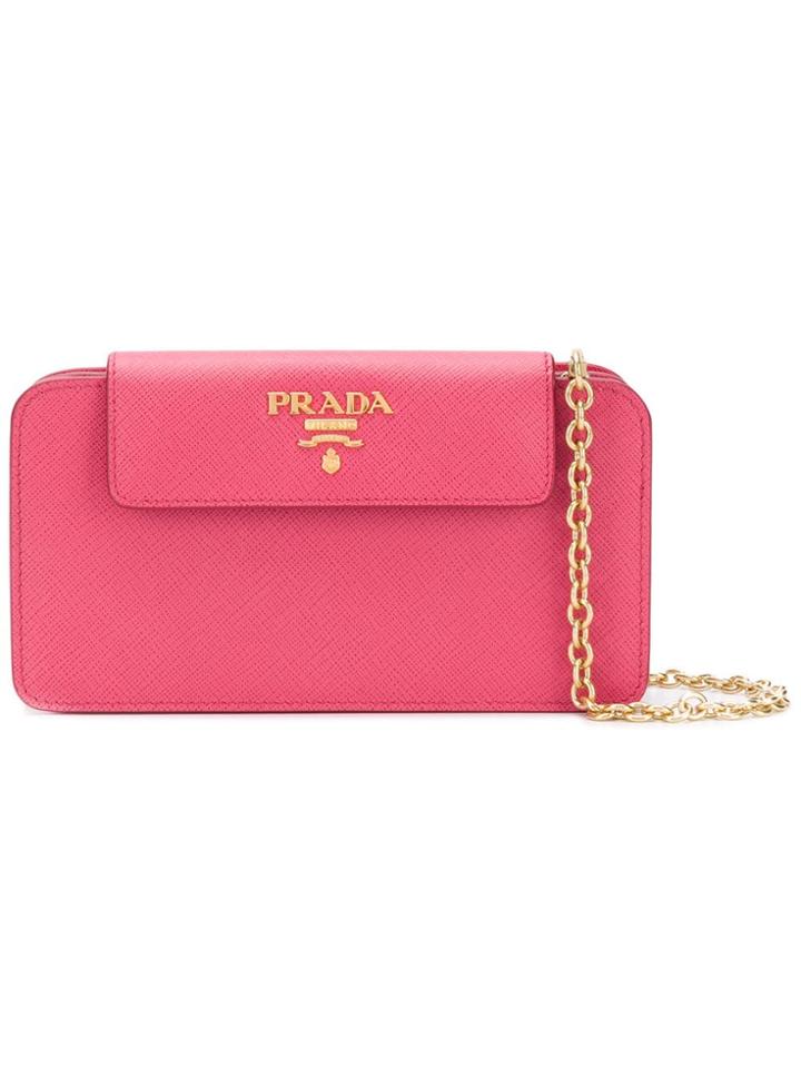 Prada Logo Plaque Shoulder Bag - Pink