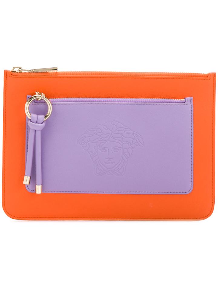 Versace Embossed Medusa Clutch - Yellow & Orange
