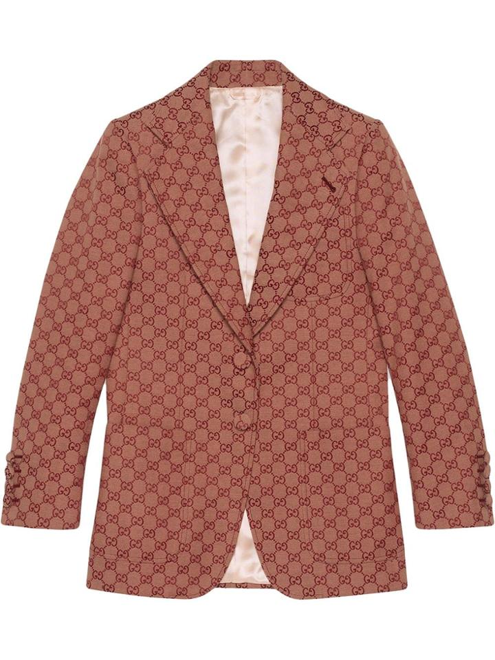 Gucci Gg Supreme Print Blazer Jacket - Red