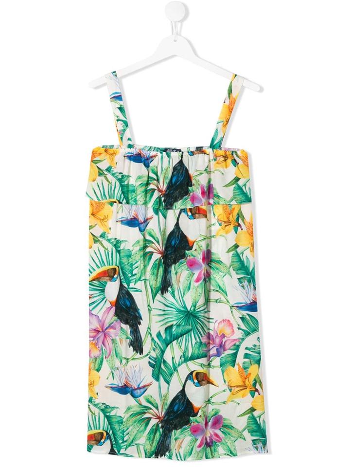 Mc2 Saint Barth Kids Teen Jungle Print Dress - Green