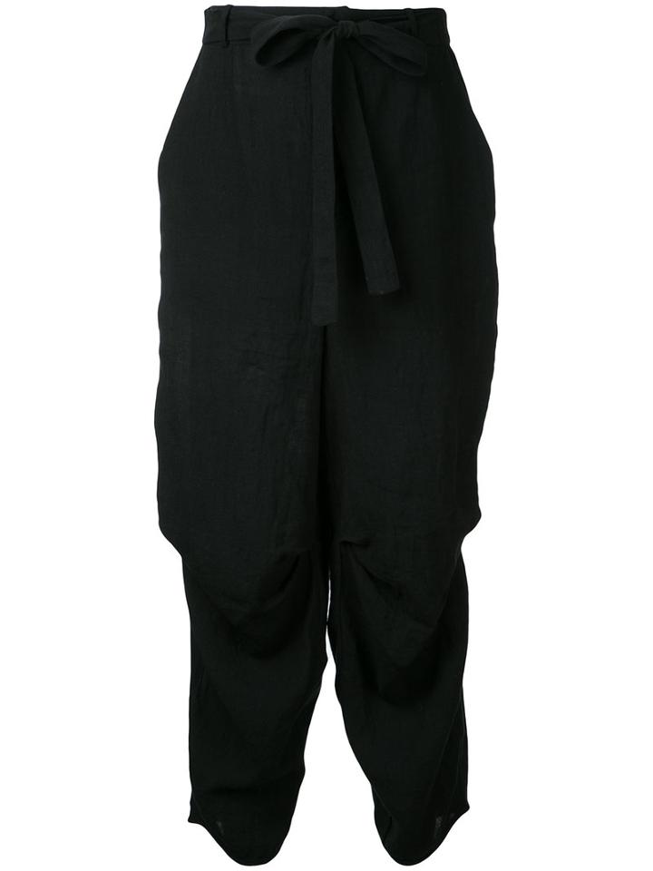 Aleksandr Manamïs - Tie Fastened Trousers - Women - Linen/flax - 1, Black, Linen/flax