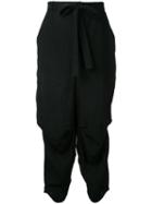 Aleksandr Manamïs - Tie Fastened Trousers - Women - Linen/flax - 1, Black, Linen/flax