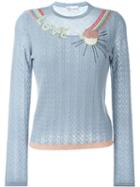 Red Valentino Cable Knit Sheer Inset Jumper