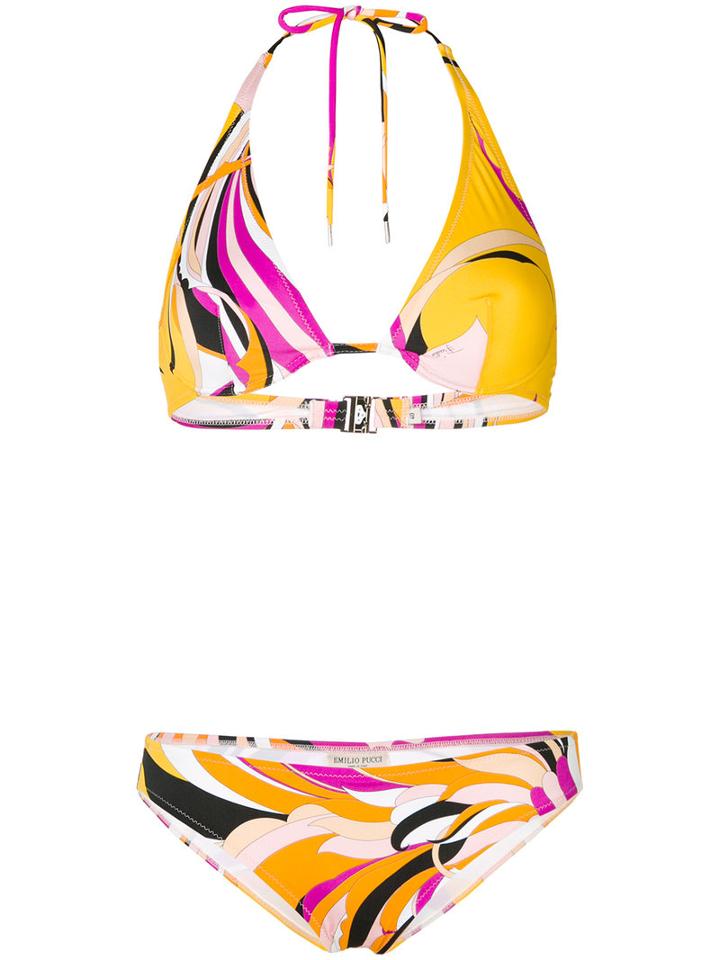 Emilio Pucci - Printed Bikini Set - Women - Polyamide/spandex/elastane - 42, Yellow/orange, Polyamide/spandex/elastane