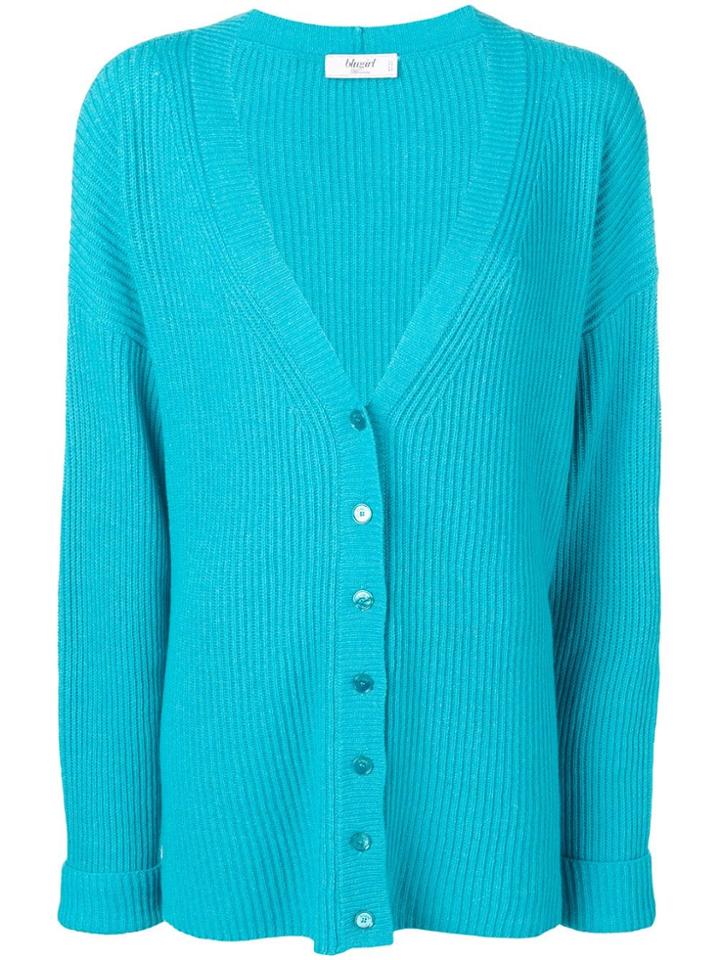 Blugirl Oversized Ribbed Knit Cardigan - Blue