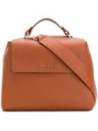 Orciani Pebbled Foldover Top Shoulder Bag - Brown