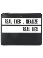 Givenchy Slogan Print Clutch, Men's, Black, Calf Leather/leather