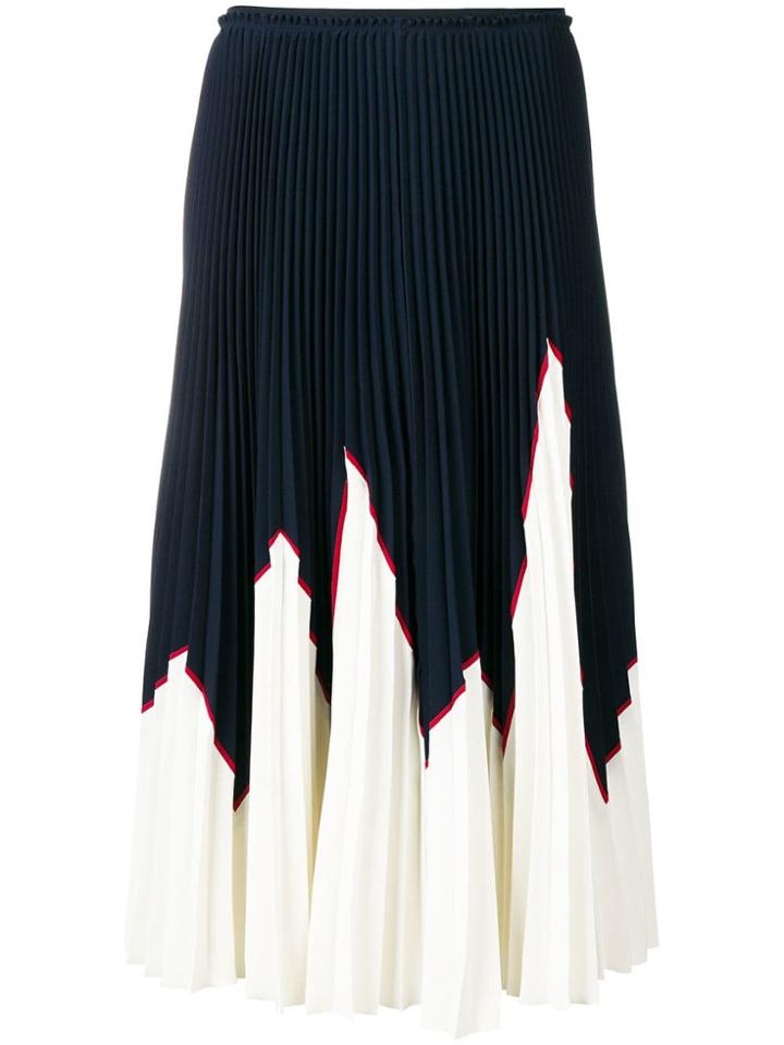 Red Valentino Colour Block Pleated Skirt - Blue