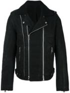 Balmain Blouson Biker Jacket, Men's, Size: Xxl, Black, Cotton/polyester/wool